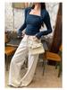 Women's European Tencel Wool Square Neck Long Sleeve Slim Fit Top - Autumn/Winter 2025