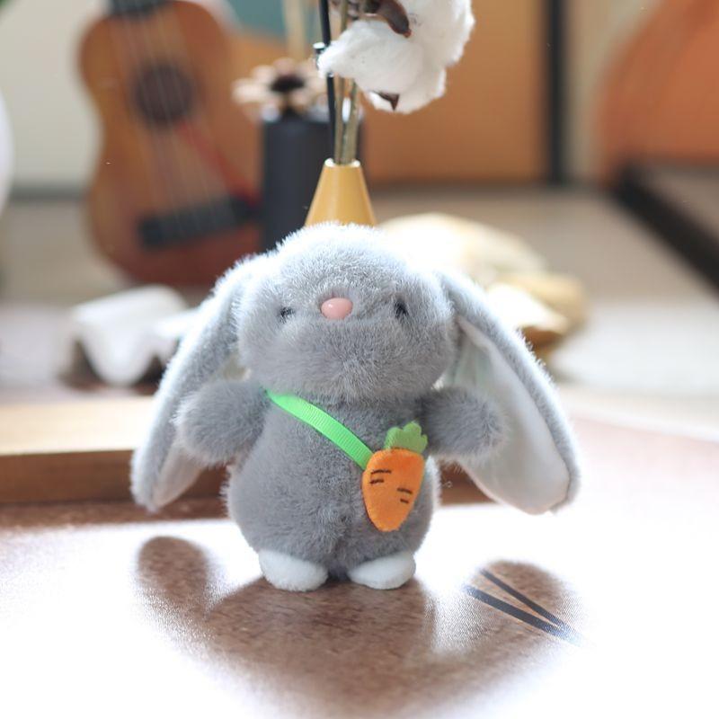 Plush Rabbit Keychain Backpack Charm Toy With Scarf Stuffed Gift For Kids
