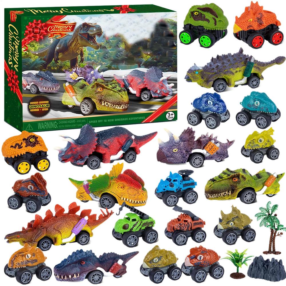 

Christmas Advent Countdown Calendar 24 Days Countdown Dinosaur Car Blind Box Christmas Decoration Surprise Gift Blind Box