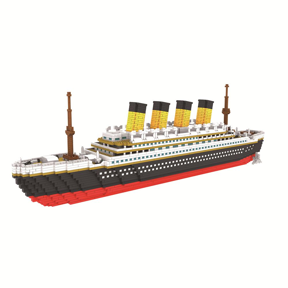 KNEW BUILT 3D Titanic Cruise Ship Model Micro Mini Building Block Toy-Home DecorHigh Difficulty AssemblyAdult ToysKill Time