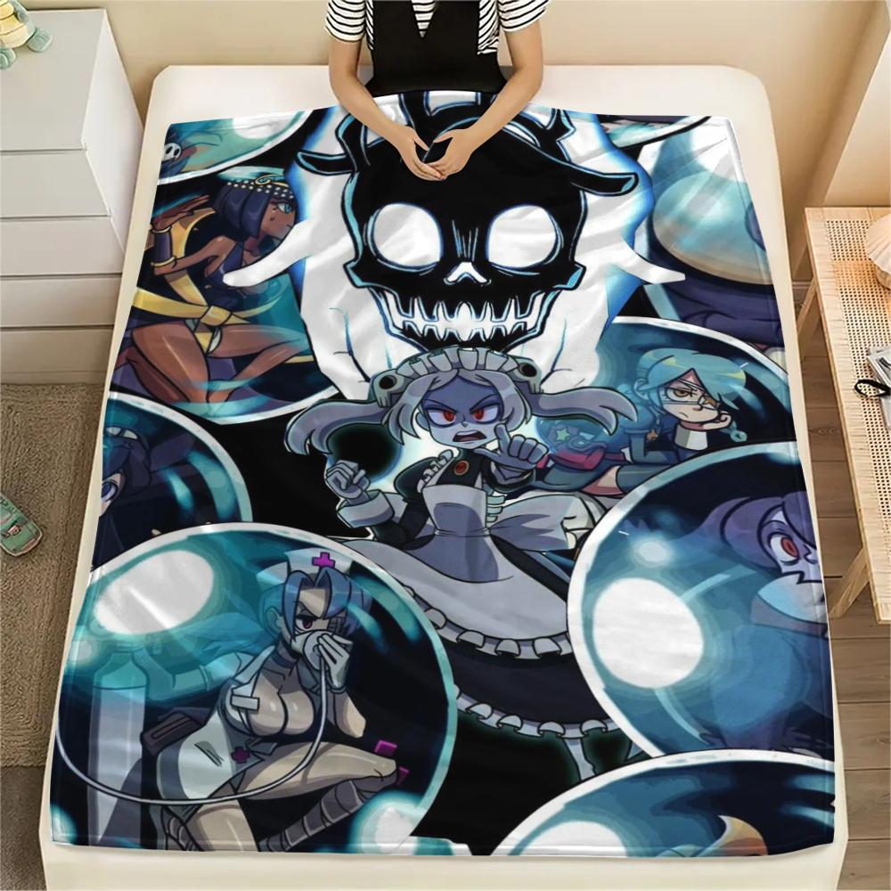 

1 шт. Фланелева ковдра з принтом Skullgirls, Висока якість, Зручна для всіх сезонів, Домашній декор, Тепло та комфорт, Ідеально для різдвяних подарунків165 80cm x 120cm