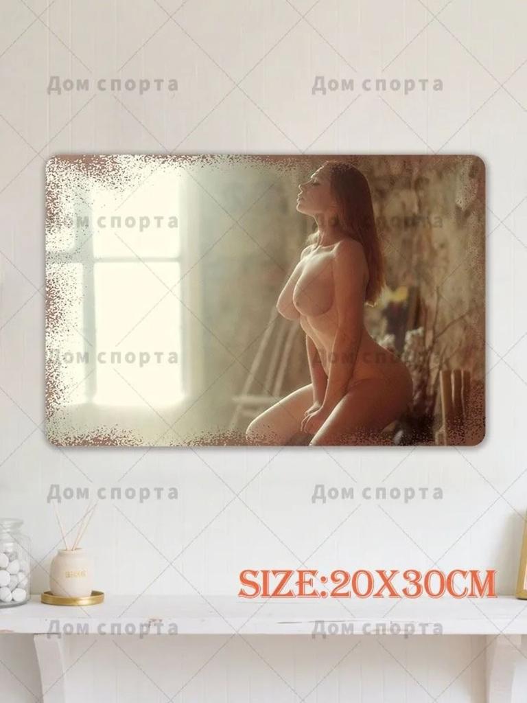 Tin Metal Plaque with Winter Female Pattern, Wall Art, Size 20x30cm, with Pre-drilled Holes, Suitable for Bedroom, Perfect for Gift