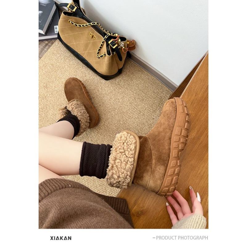 Damen Wendbare Zwei-Wege-Trageleichte Klobige Sohle Winterisolierte Fleecefutter Schneestiefel Rutschfest Lässige Sportliche Baumwollstiefel