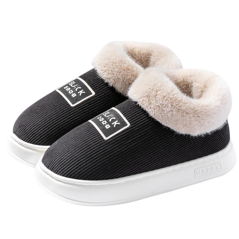 Men's High-Top Winter Warm Non-Slip Cotton Slippers with Thick Soles for Indoor/Outdoor Use.