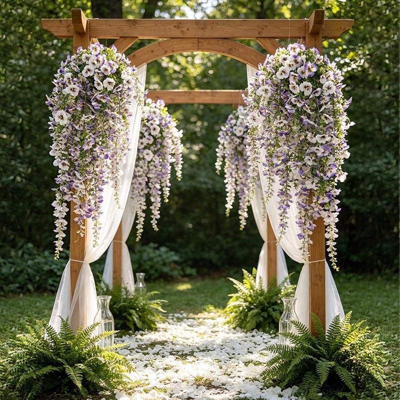 Artificial Hanging Flowers Plants UV Resistant Fake Hanging Giant Flower Morning Glory Balcony Garden Wedding Party Decor