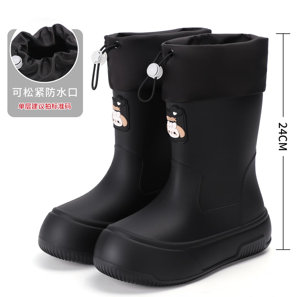 2025 new cute rain shoes women's medium rain boots cotton water shoes waterproof glue shoes kitchen car wash water boots