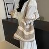 Ladies Woven Bag Striped Knitted Bag Simple Hollow Out Hand Held Shoulder Bag