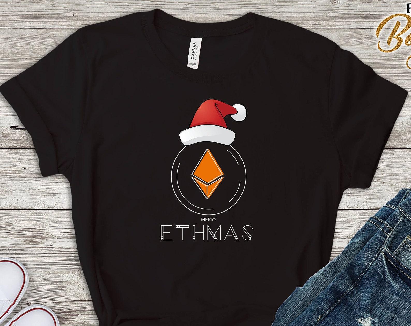 Merry Ethmas, Christmas Ethereum Tshirt, Ethereum Lover Gift, Crypto Shirt, Crypto Currency T-shirt M