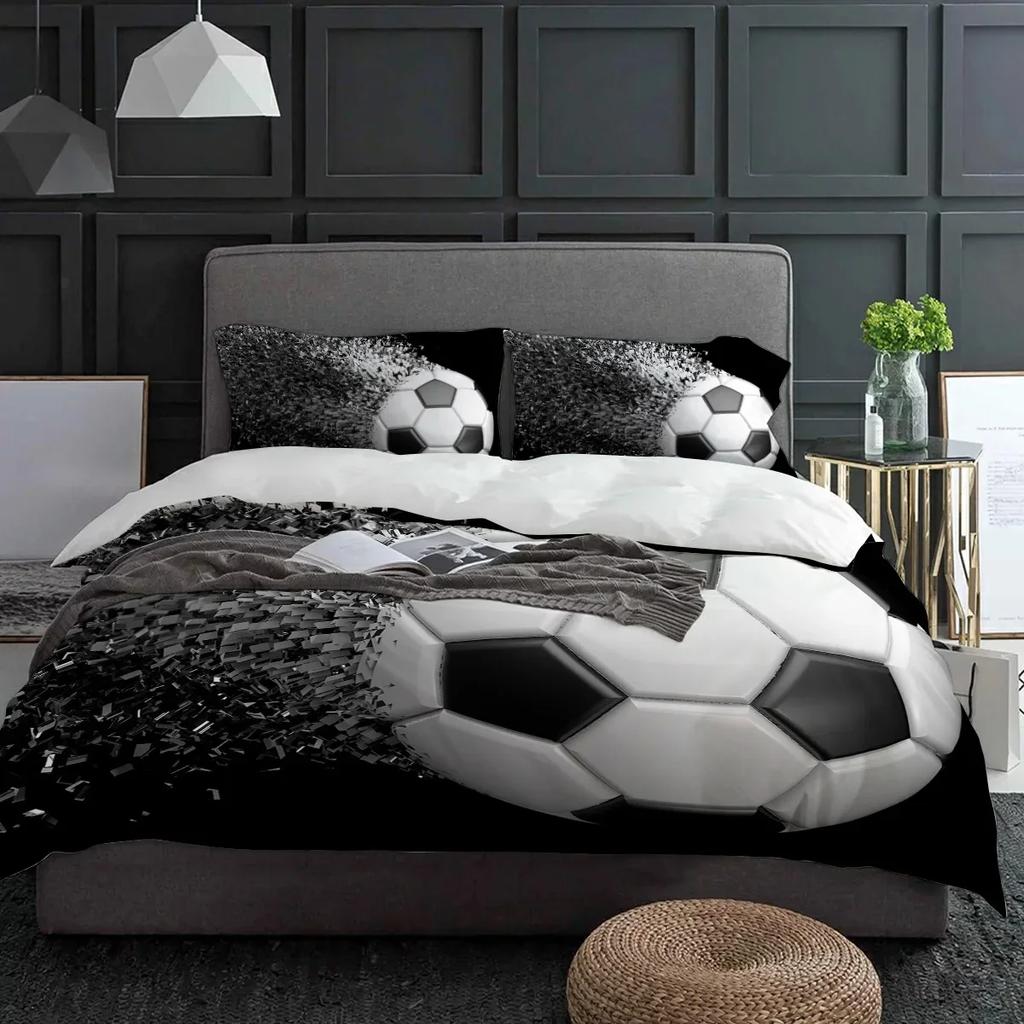 Soccer Balls Football Design Bedding Set 3pcs Duvet Cover Pillowcase Kids Adult Quilt Cover Double Bed Set Home Textile