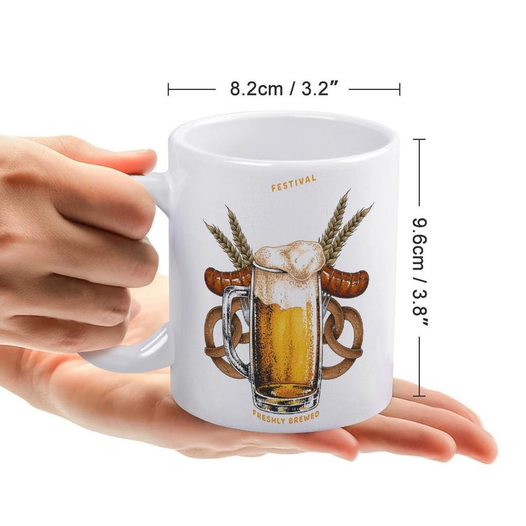 1pc 11oz Ceramic Mug with Double-Sided Print for Beer Enthusiasts, Daily Drinking Cup for Coffee or Tea, Ideal Gift for Parties