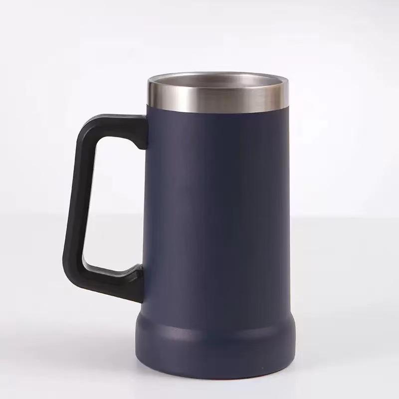 Large Capacity 24oz Brazilian Beer Mug, Insulated Stainless Steel with Double Layer Vacuum Handle