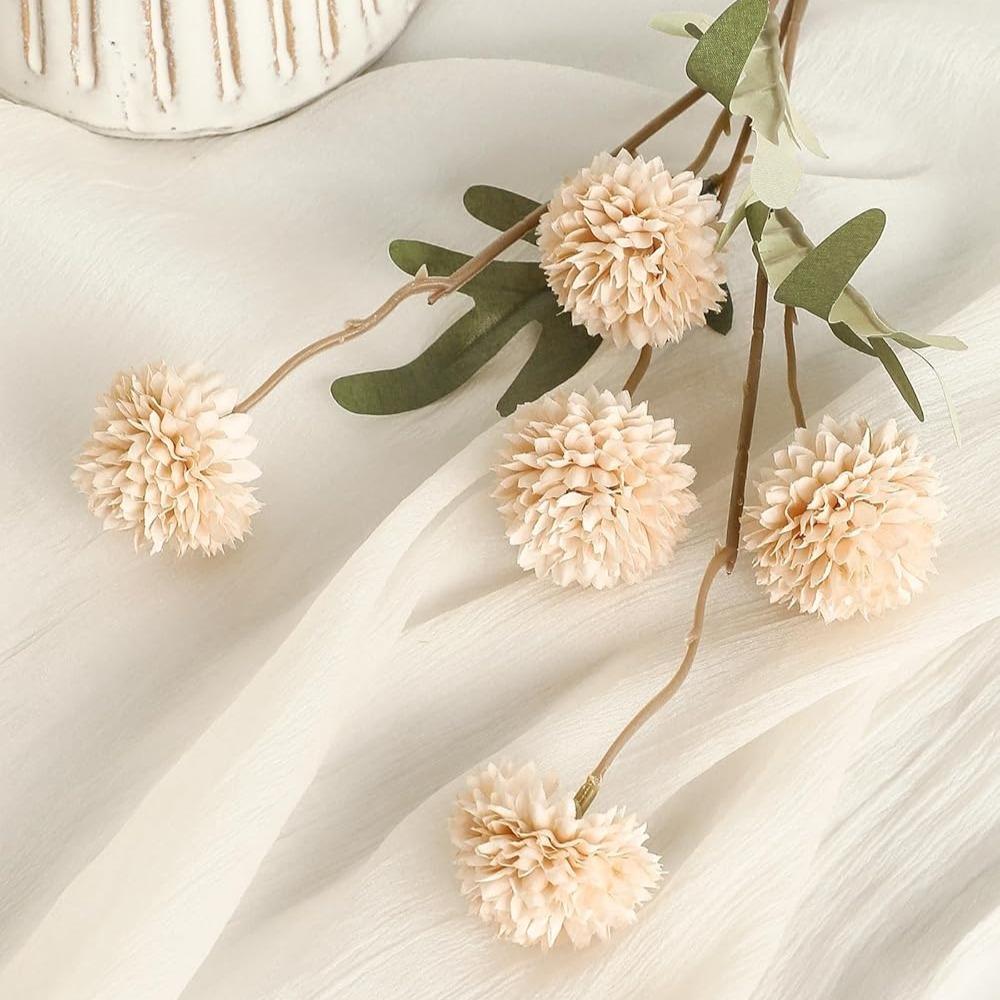 5pcs Faux Silk Mums Artificial Flowers Bulk Fake Small Mini Chrysanthemums with Stems Centerpieces Floral Arrangements Vase Fillers Home Decorations