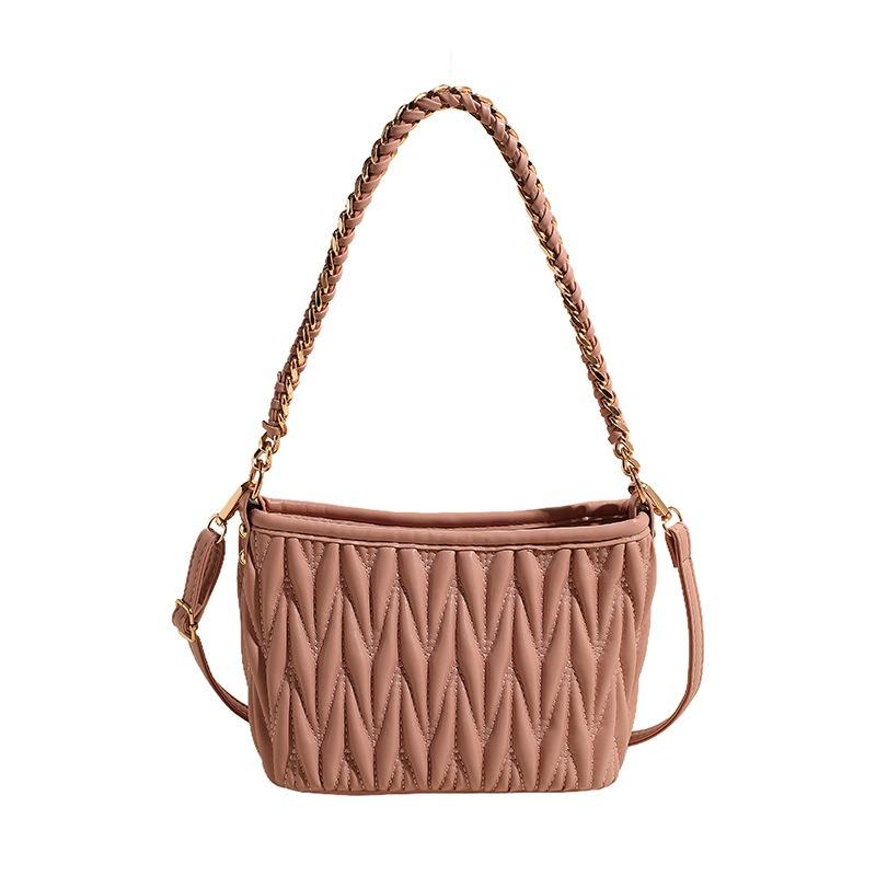 Fashion Pleated Underarm Bag Women's Versatile Messenger Bag New Niche Bucket Bag Shoulder Bag Small Square Bag