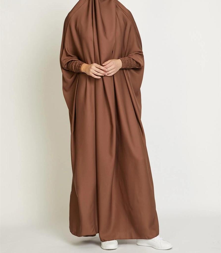 Women's Solid Color Abaya Dress - Middle Eastern & Southeast Asian Style