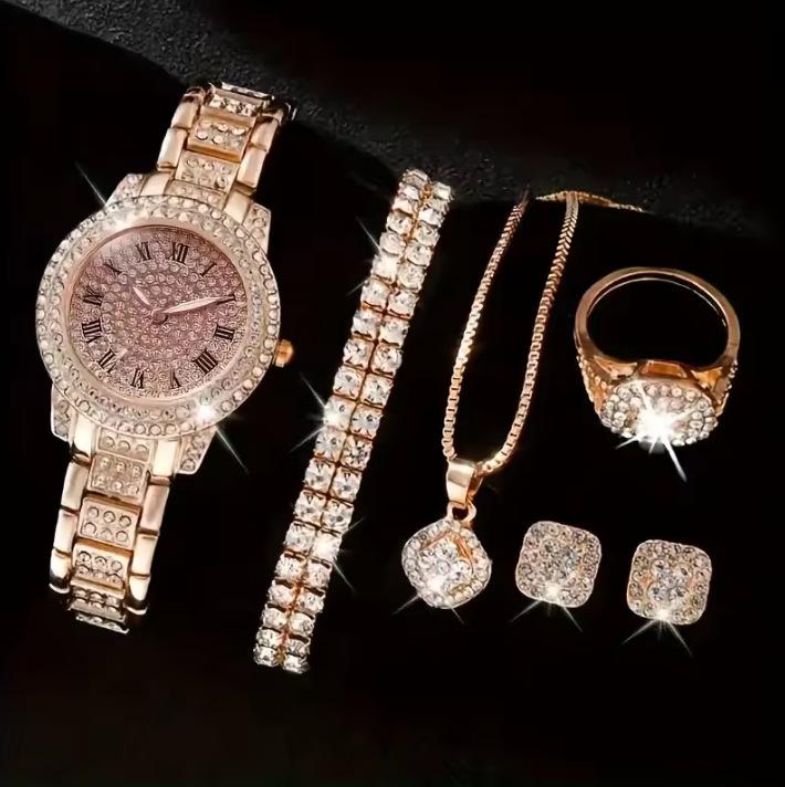 Popular Ladies Watch Cornucopia Fashion Casual Roman Quartz Set Full Diamond Bracelet Fashion Watch