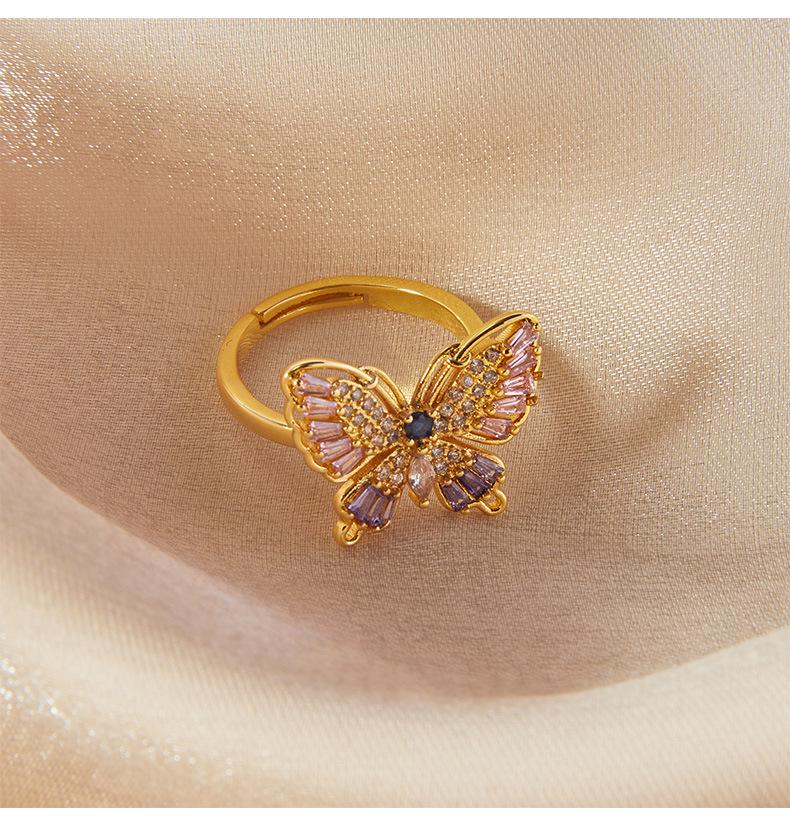 Elegant Light Luxury Zircon Butterfly Ring
