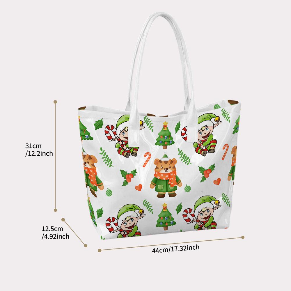 Christmas Cute Pattern Tote Bag Portable Handbag For Daily Shopping Travel Lightweight Carryall Bag