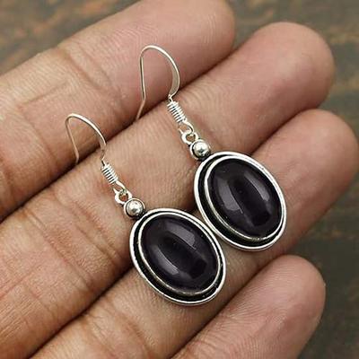 Black Onyx Gemstone Earring, Women Earring, Dangle Earring, Gift For Her, Handmade Earring, 925 Sterling Silver