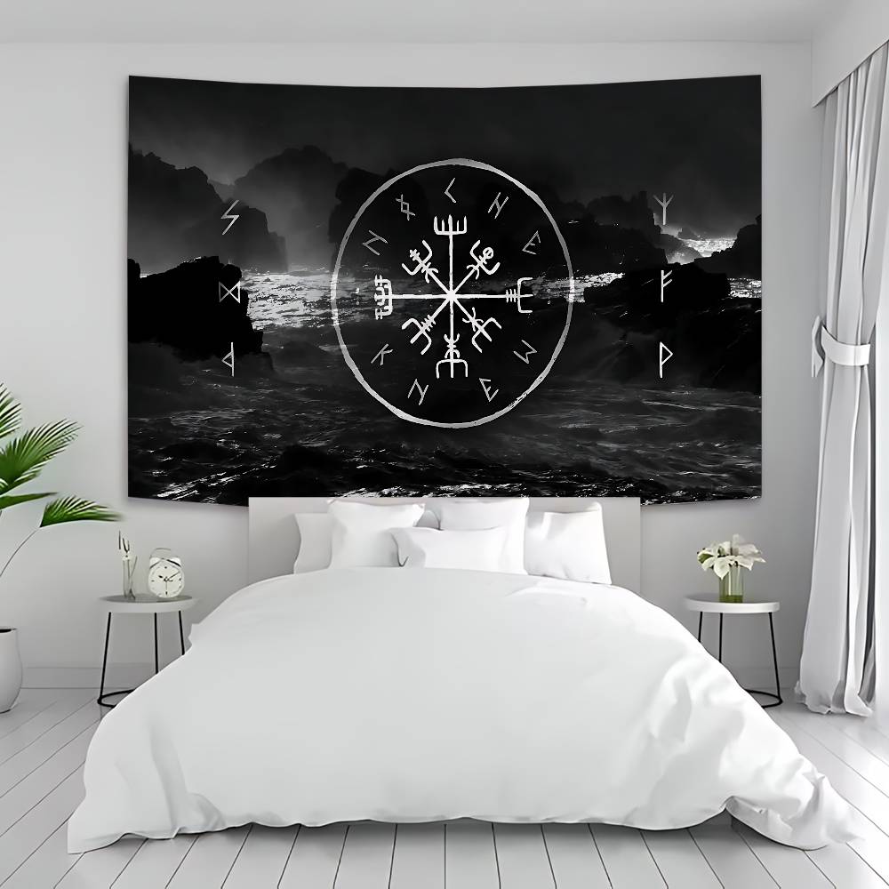 VViking Logo VVegvisir Luxury Hippie Wall Hanging Tapestries for Living Room Home Dorm Decor Art Home Decor