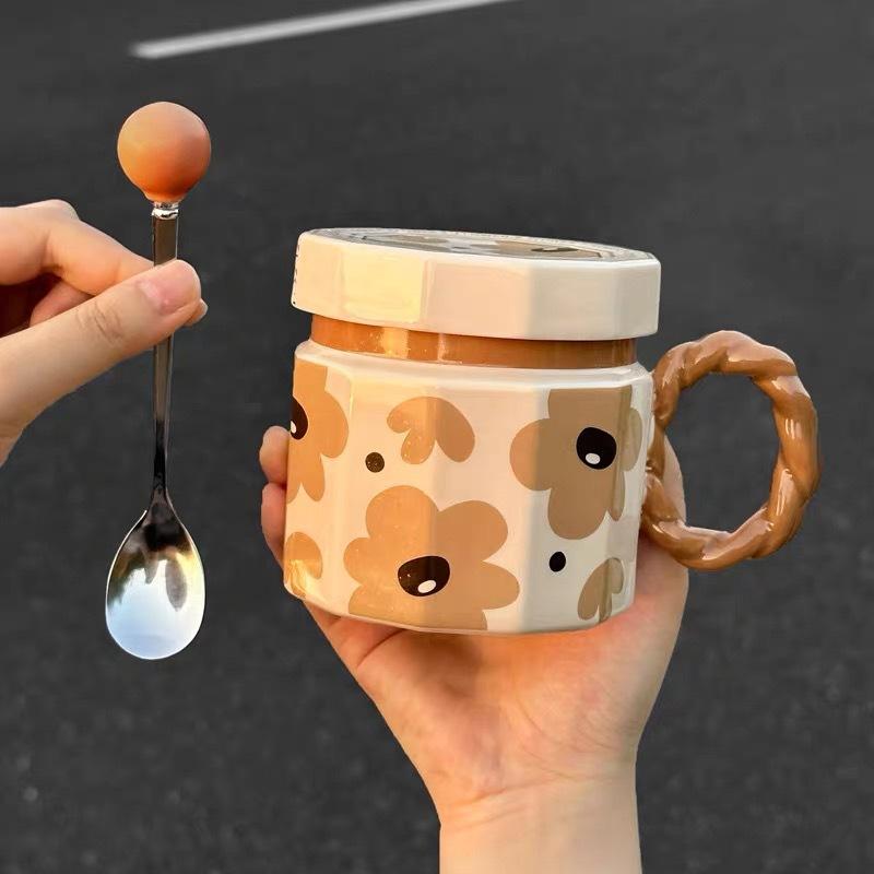 

Creative Retro Cuban Style Ceramic Cup Large Capacity Water Cup Couple Cup 400ml