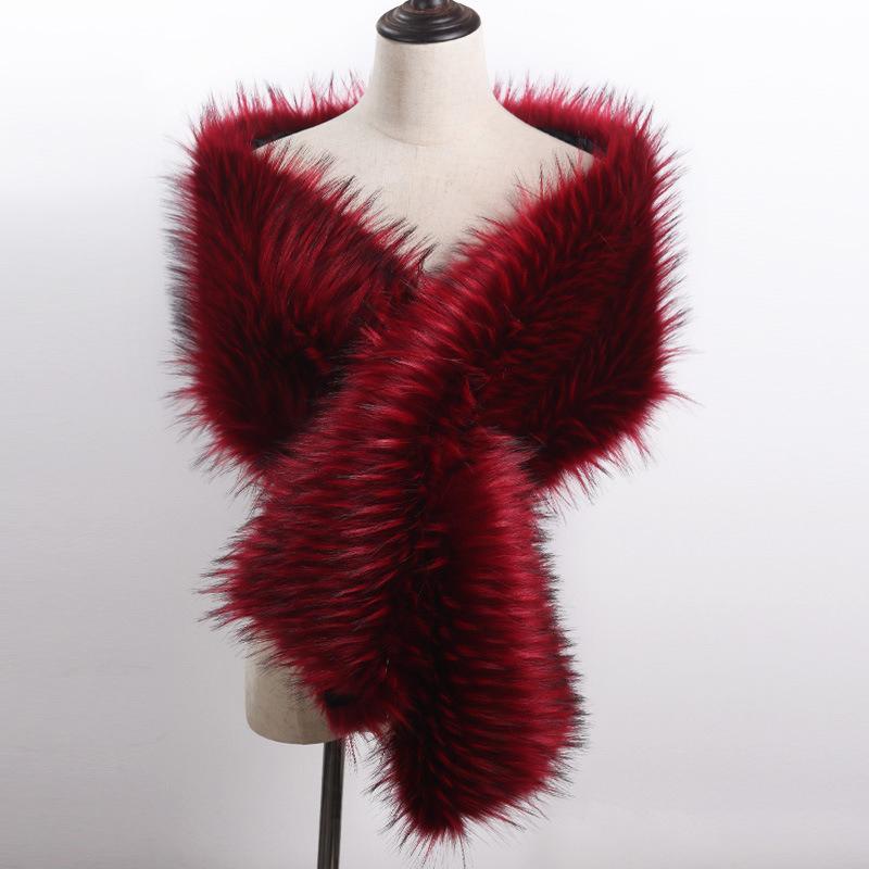 Women’s Luxurious Faux Fur Shawl Winter Bridal Thicken Soft Warm Comfortable Faux Fur Shawl Wrap for Wedding Evening Party