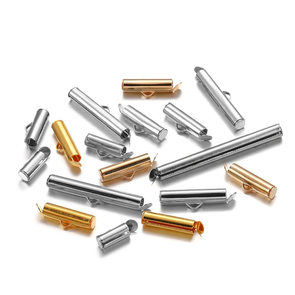 Sliding Buckle Earring Tassel Connector Tube Clip, 10-40mm Single Groove Slide Rail Tube