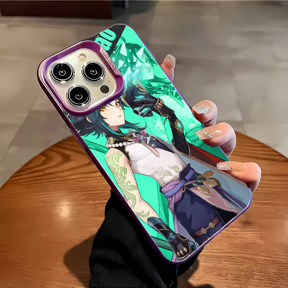 Xiao Genshin Impact Phone Case For IPhone 17 16 15 14 13 12 11 Plus Pro Max Multicolor Aurora Laser Shockproof Funda Cover