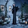 183cm Life Size Animated Grim Reaper Halloween Decoration, Scary Halloween Animatronics Decor with Sound Touch Activated