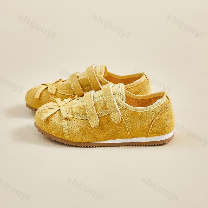 Mode 2025 Frühling Neue Elegante Schleifen Design Flachmündige Lässige Einzelne Schuhe für Damen Bequeme Atmungsaktive Low-Top Flache Sneakers