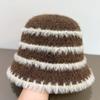 Plush Knitted Striped Bucket Hat Women's Autumn and Winter Wool Bucket Hat