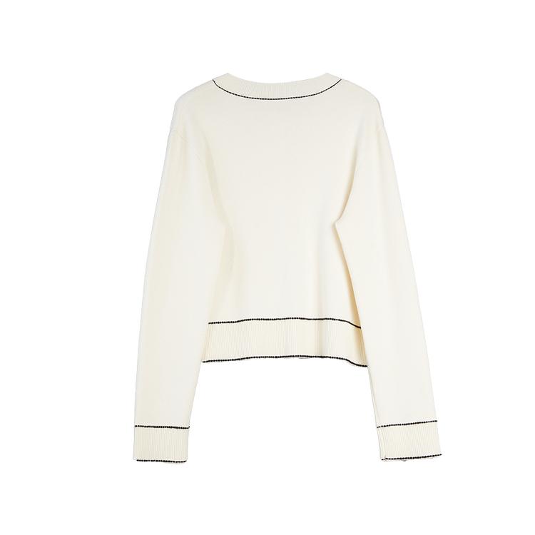 ELLE French Style Color Block Casual Loose Long Sleeve Cardigan Sweater Women Outerwear EZ51937