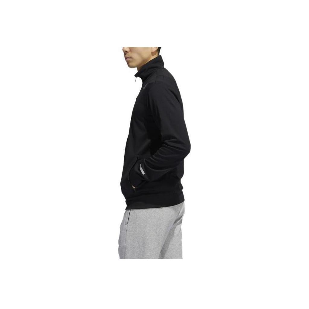 Adidas Logo Print Stand Collar Zip Jacket Men Outerwear Black GL2188