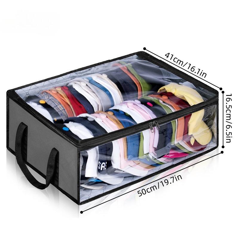 

Large-Capacity Foldable Hat Organizer Bag - Double-Row Non-Woven Travel Tote, Portable Storage for Hats & Accessories сірий колір