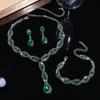 Emerald Luxury Rhinestone Beautiful Necklace Earrings Bracelet Set