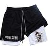 Anime Performance Shorts Toji Printed Men GYM Casual Sports Shorts Workout Running Mesh 2 In 1 Sport Short Pants
