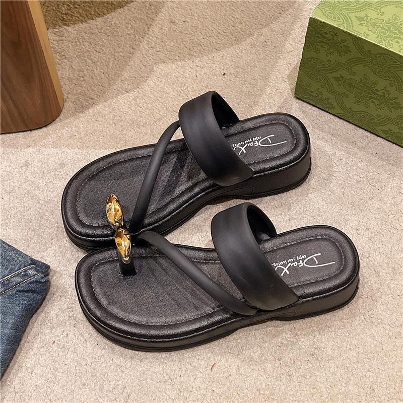 

Тапочки женские летние новые модные толстые подошвы пляжные сандалии для отдыха 40 чёрный