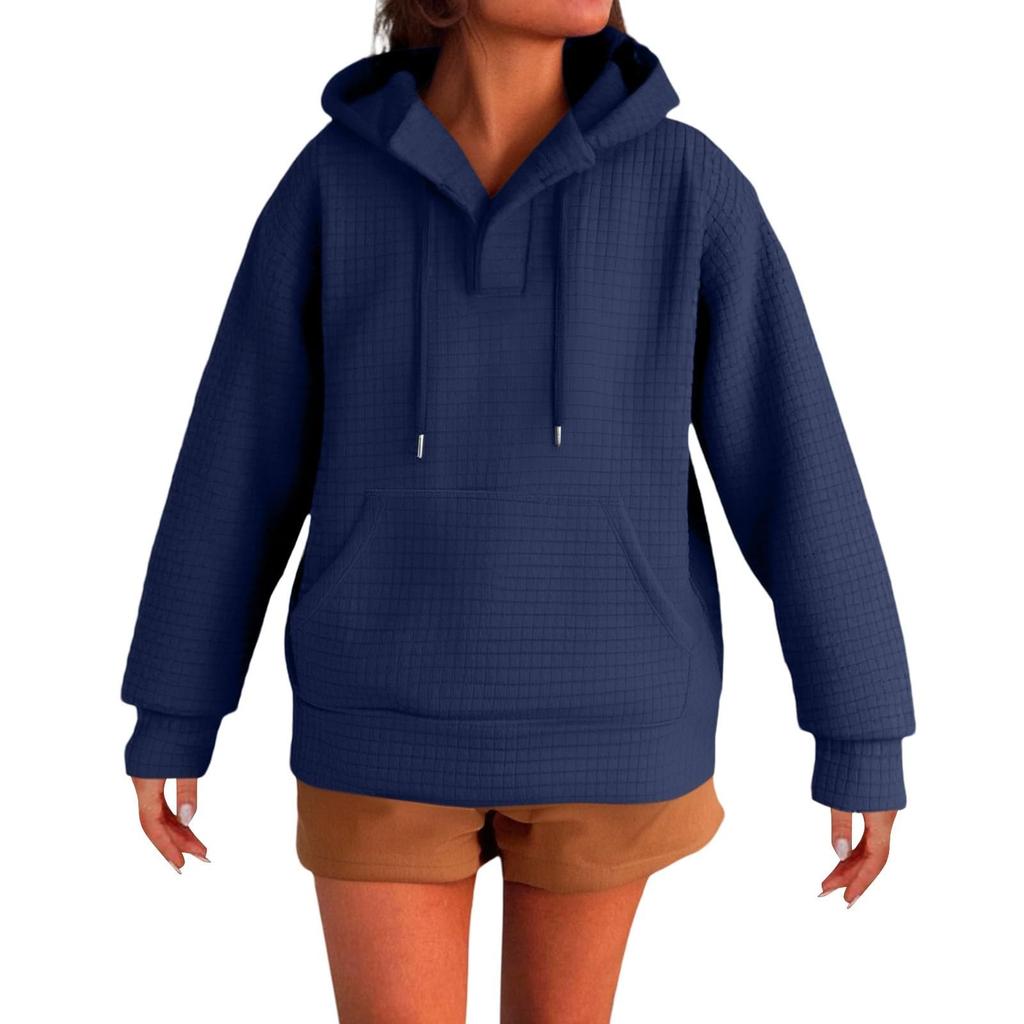 Women's Fashionable Long-sleeved Pullover And Solid-color Hooded Sweatshirt