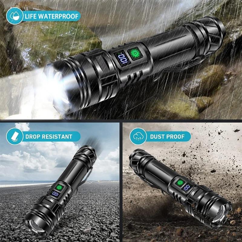 Rechargeable Flashlight Super Bright Portable Torch Lamp Ultra Long Range High Power Outdoor Emergency Camping Hiking Lantern Light