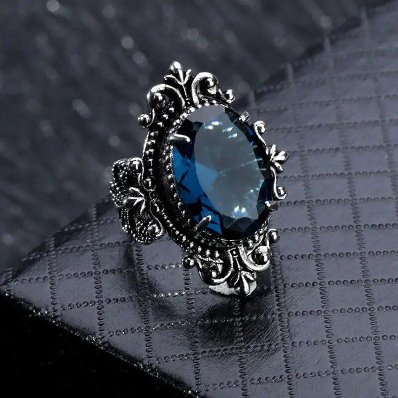 2026 Luxury Prong Setting-Rings for Women with Deep Blue Zircon Stone Anniversary Gift   Wife Micro Paved Middle
