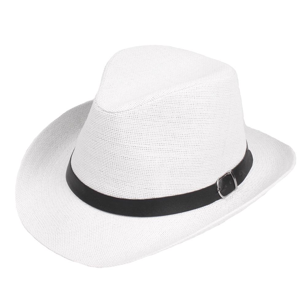 Unisex Solid Color Straw Jazz Hat - Outdoor Sun Protection for Men & Women
