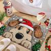 Water-absorbing Christmas Door Mat Gingerbread Man Pattern Santa Claus Design Anti-slip Pad Christmas Decor Foot Mat
