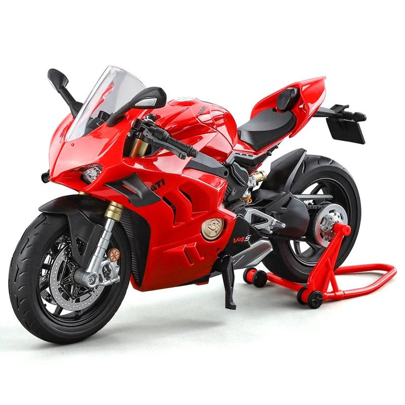 Large Size 1/9 Ducatis Panigale V4S Alloy Racing Motorcycle Simulation Diecast Metal Street Motorcycle Model with Light Kid Gift
