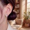 Copper-Plated Gold Butterfly Diamond Stud Earrings Set - Sweet Pink, 3 Pairs