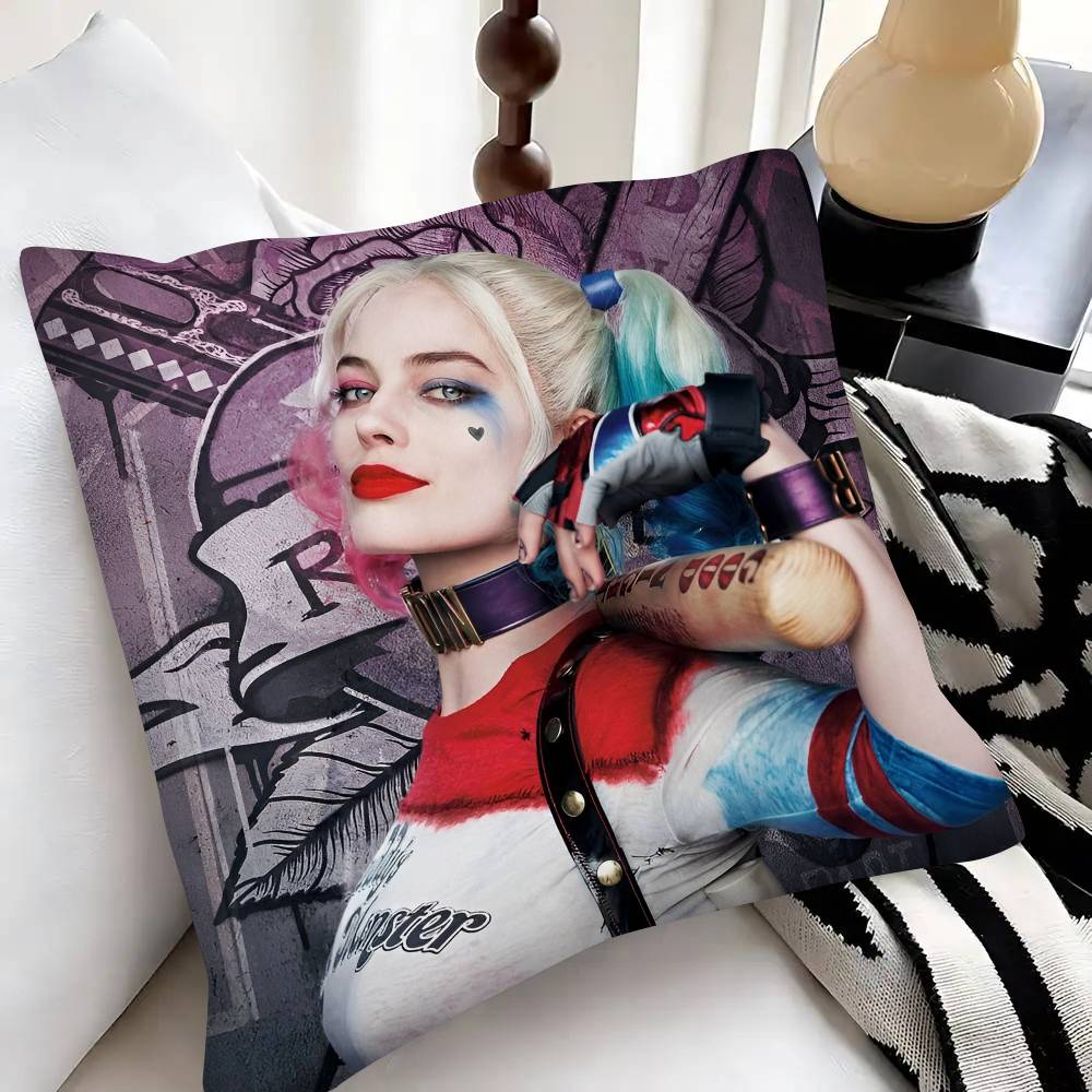 Movie Characters HHarley QQuinn Pillow Case Fashion Square Pillowcase Bedroom Sofa Room Ins Decoration Leisure