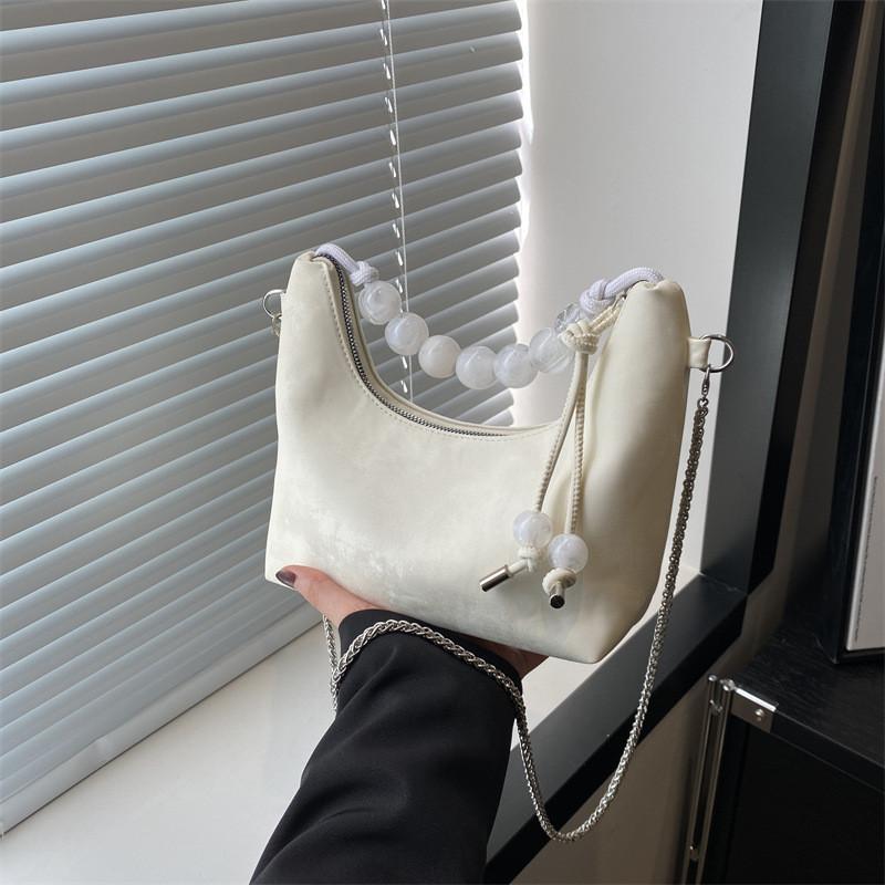 Elegante Schwarze Perlen-Bestickte PU-Handtasche Stilvolle Lässige Umhängetasche Für Damen