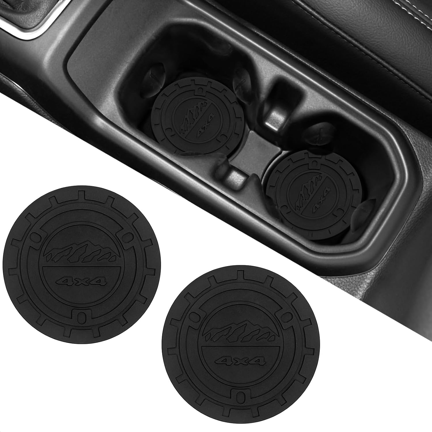 

2PCS Auto Car Truck SUV Cup Holder Mat for Jeep Wrangler JL JK JLU&Gladiator JT Accessories,Silicone Cup Inserts Interior Mats (Black) 2PCS