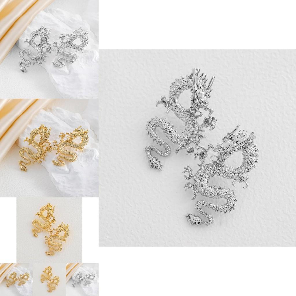 Chic Alloy Dragon Earrings Minimalist Versatile Animal Ear Studs For Any Occasion