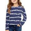 Girls' Long Sleeve Tee - Pleated Round Neck Casual Top