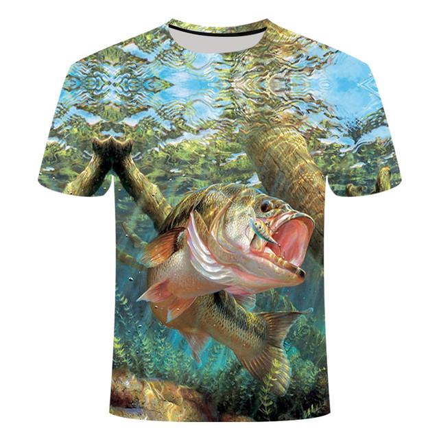 Men Fisherman Joke T-shirt Funny Birthday Gifts Present For Father T-Shirt 3D Tuna Fish Printed T-Shirt Tops