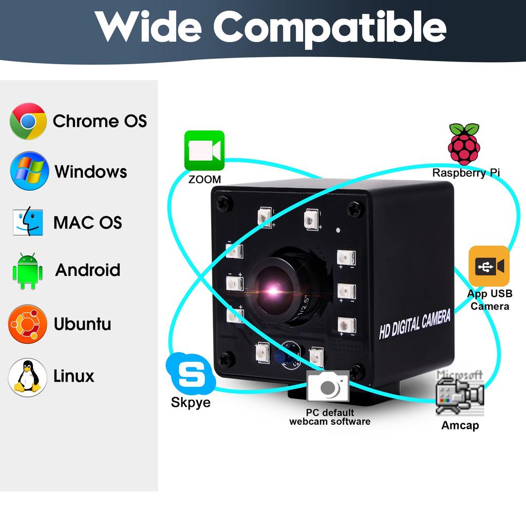 ELP 2 Megapixel USB 1080P HD 720p Night IR Full USB Camera KL36IR Webcam, Video, 60FPS, Vision, Cut, Infrared, HD,